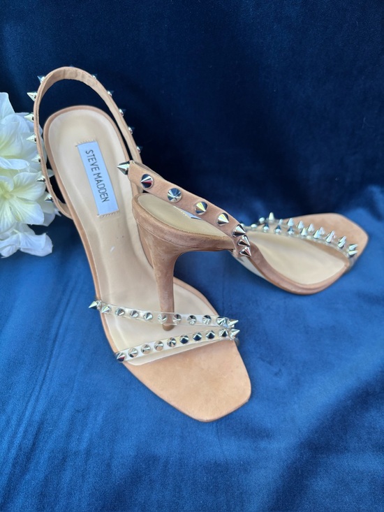 Steve Madden Shoes - Steve Madden Tan Studded Slingback Heels